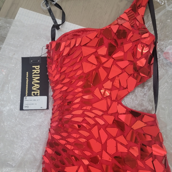 Primavera Red Cut Glass Dress - Picture 8 of 13